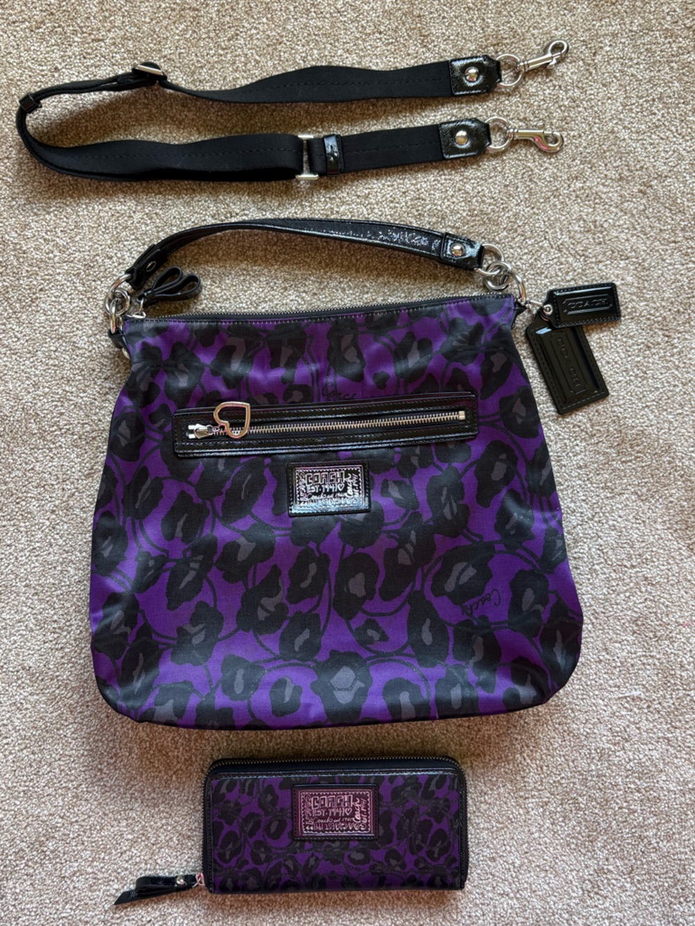 Coach Daisy Ocelot Print Hobo Bag & Wallet